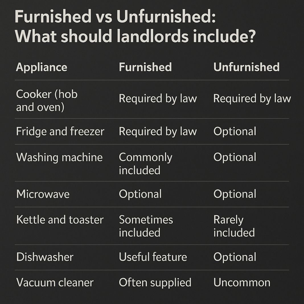 what appliances should landlords include - Landlord Building Certificate