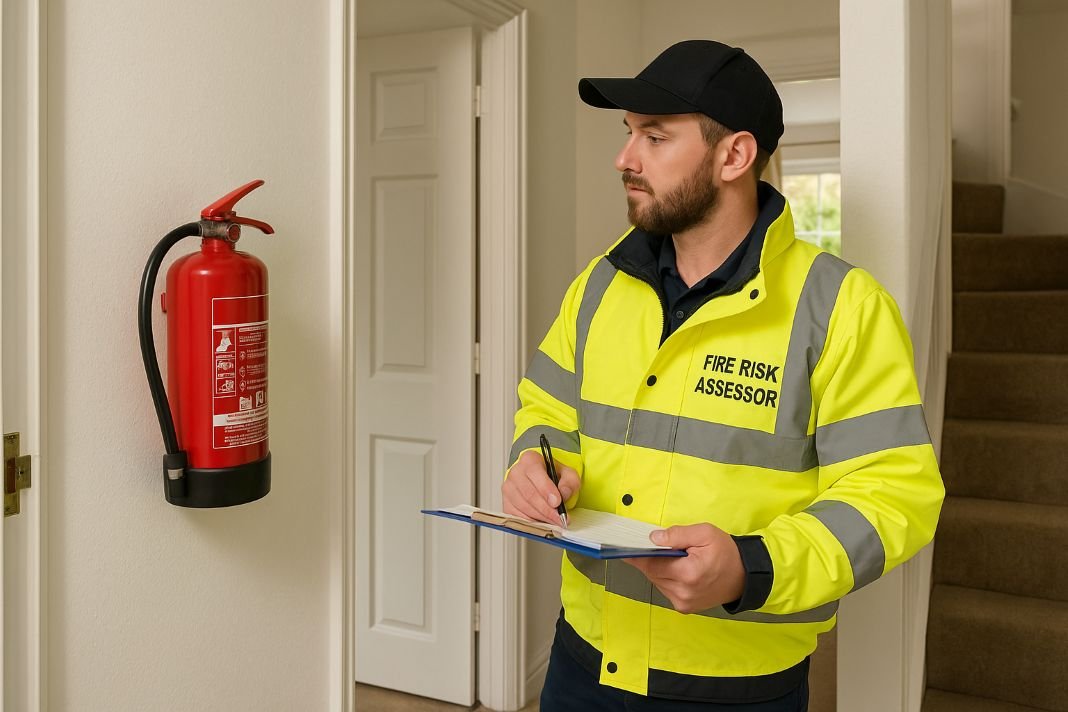 A photo of a fire risk assessor - Landlord Building Certificates