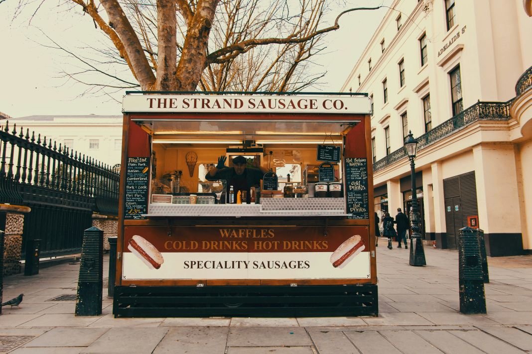 a photo of a food stall in central london