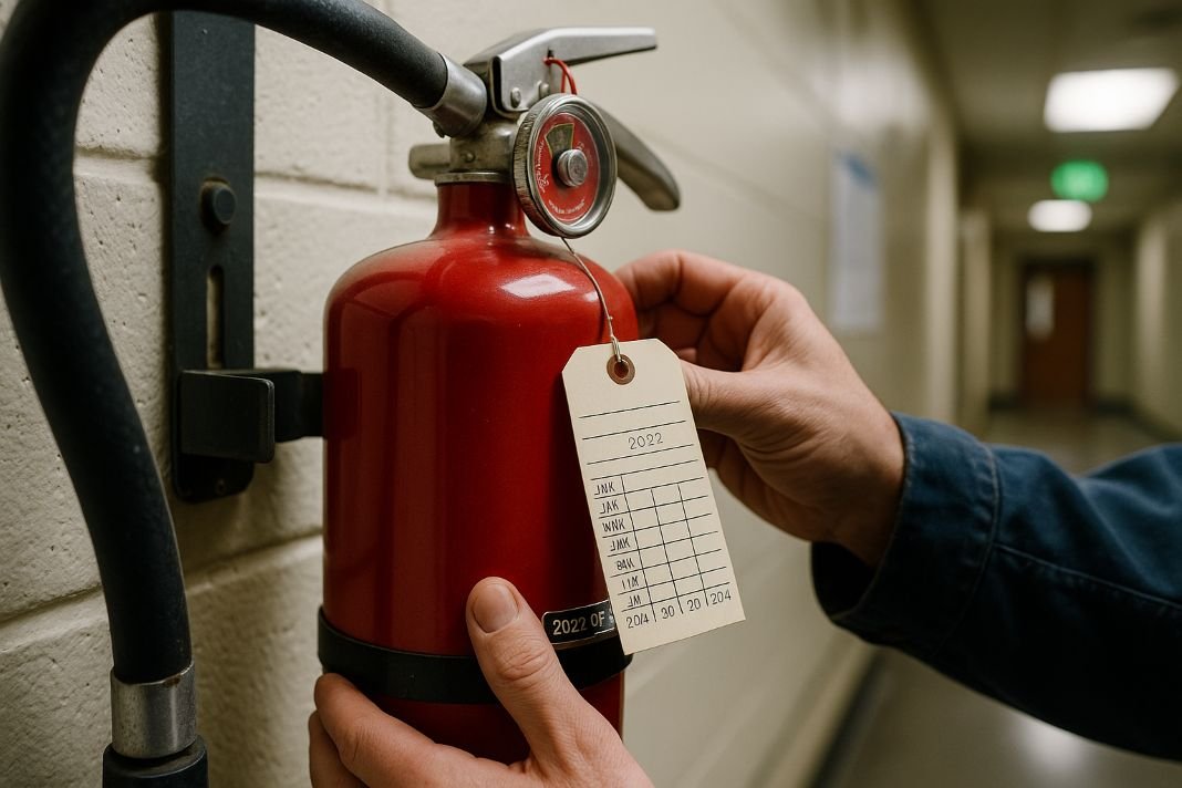 an ai photo of a fire extinguisher with an expiration date on it