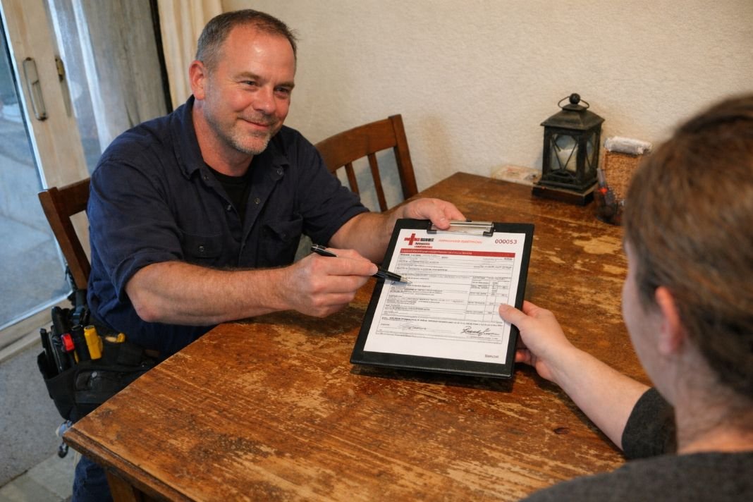 An illustrative mage of a landlord getting an EICR certificate