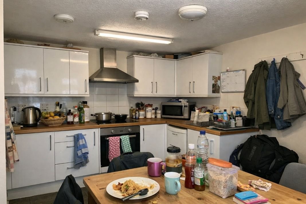 An illustrative image of a HMO property with visible smoke alarms on the ceiling