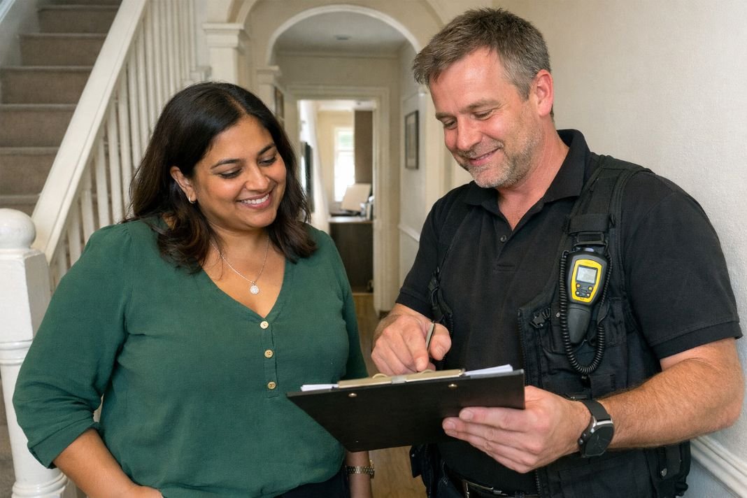 An illustrative image of a landlord and Gas Safe engineer