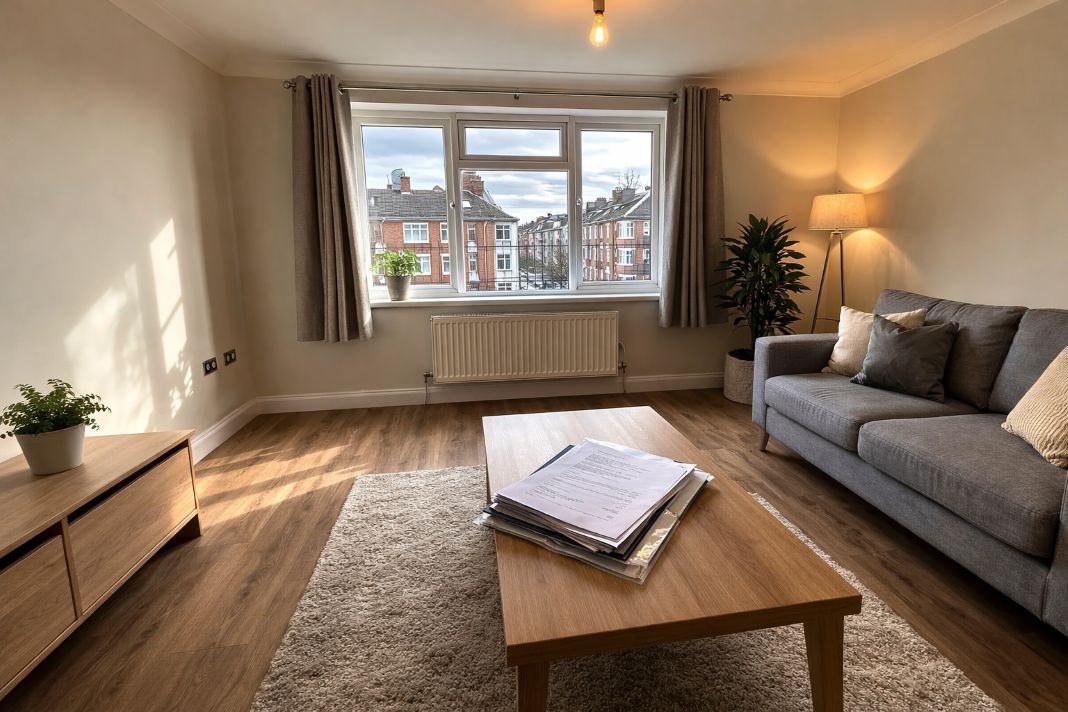 An illustrative image of an empty rental property living room waiting for new tenants